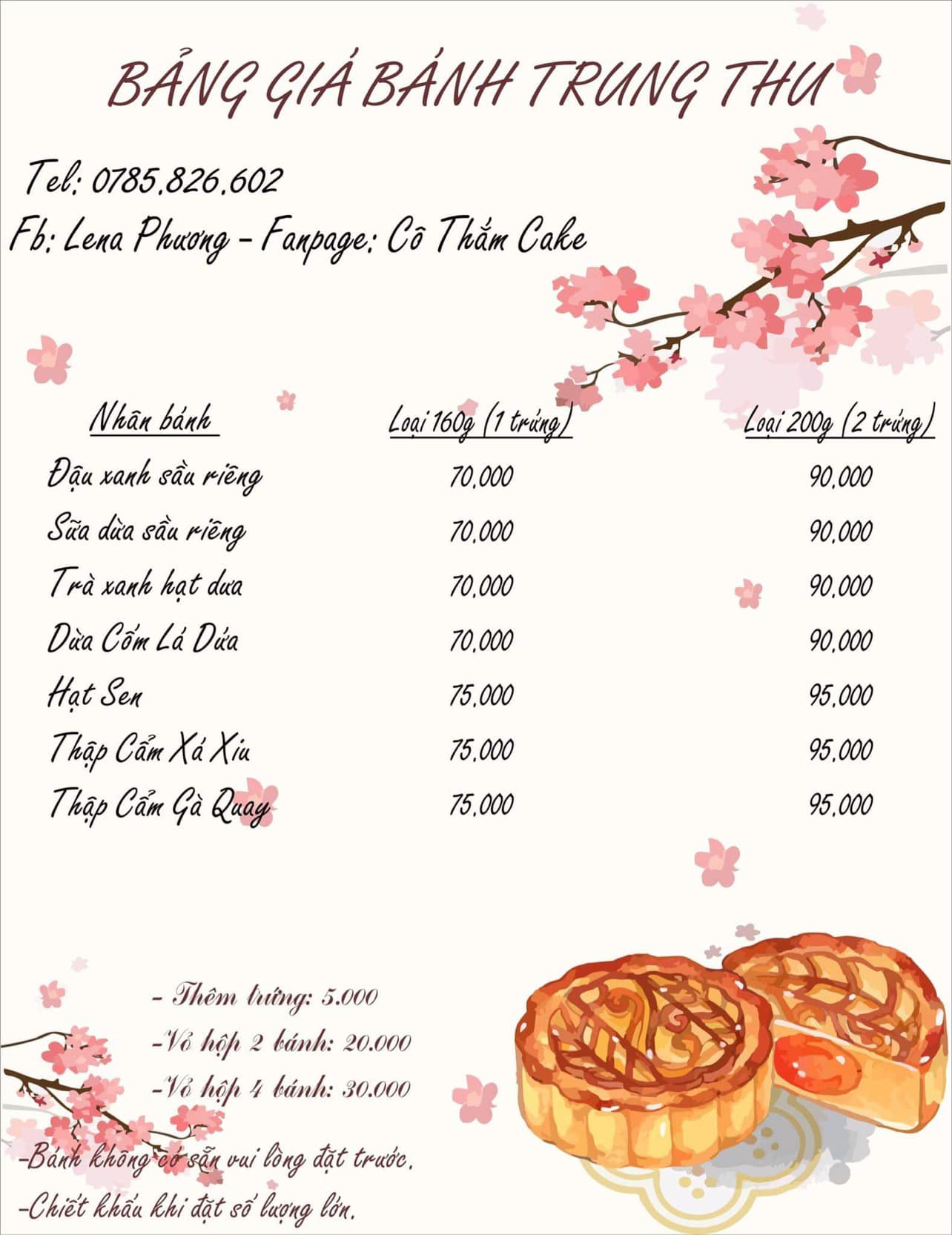 Menu bánh trung thu nhà Cô Thắm Cake🥮🥮🥮 - Jade Cake & More | Facebook