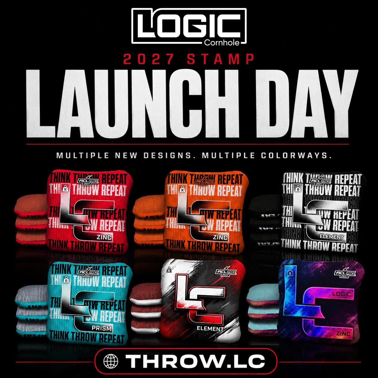 LOGIC Cornhole 2027 stamp launch with new designs
