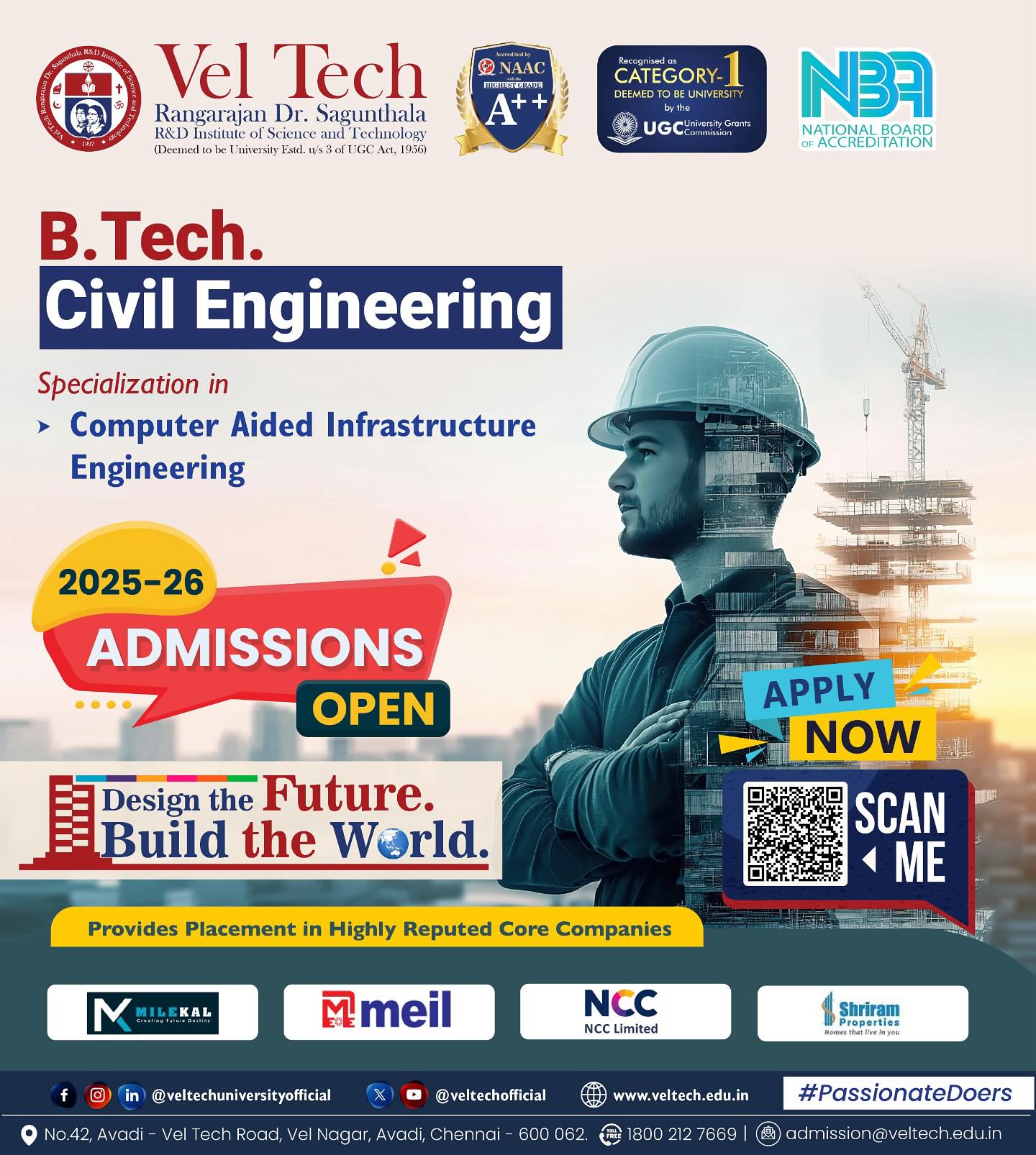 Veltech - Build the Future with Vel Tech Civil Engineering! . B.Tech ...