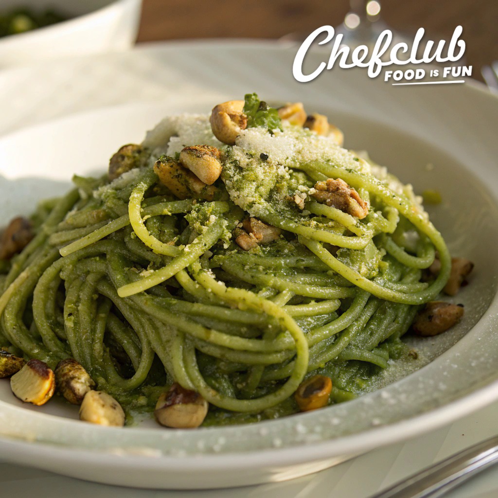 Chefclub - Espaguetis Verdes con Pesto de Espinacas, Pistachos y ...