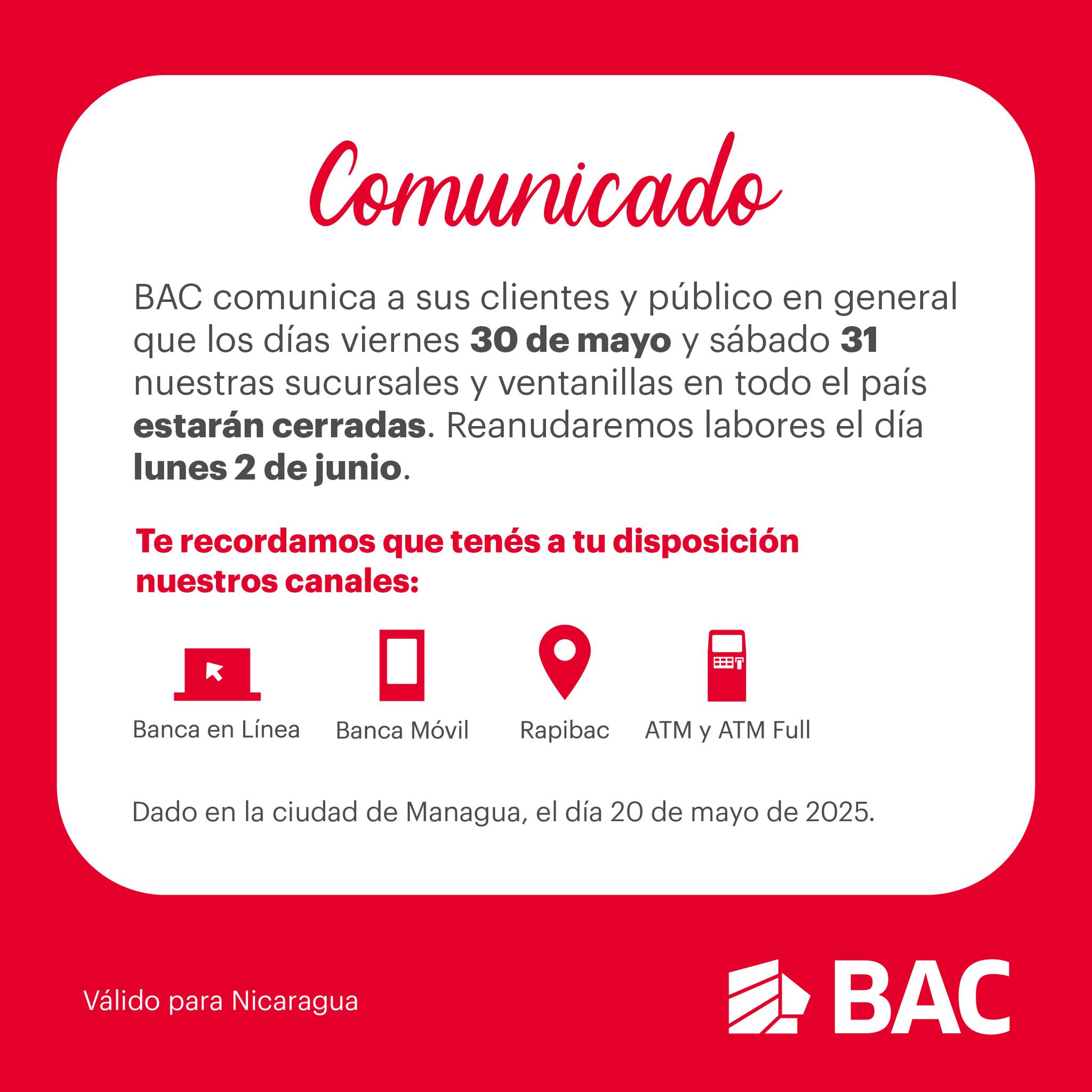 BAC - Comunicado importante 👇 | Facebook