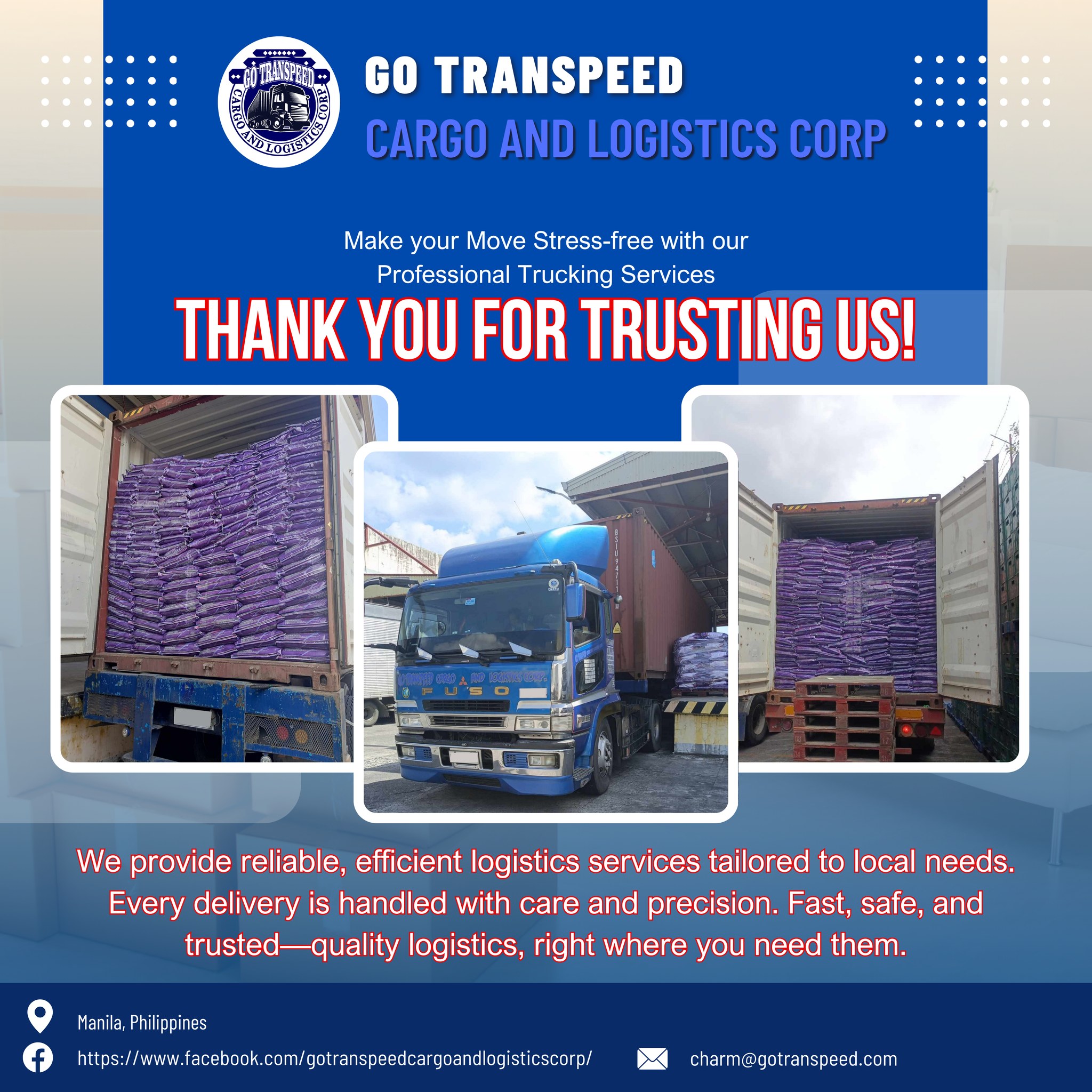 Your trust moves... - Go Transpeed Cargo and Logistics Corp. | Facebook