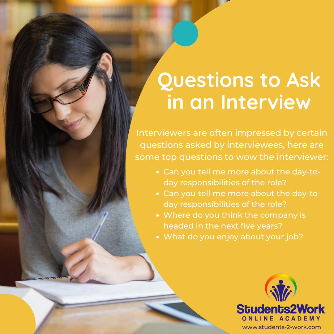Students-2-Work - Top questions to ask an an interview...