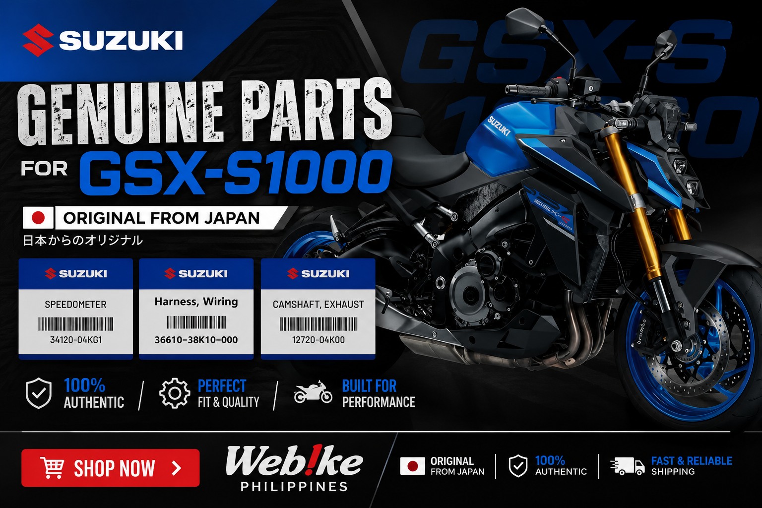 Genuine Suzuki parts for GSX-S1000 from Japan