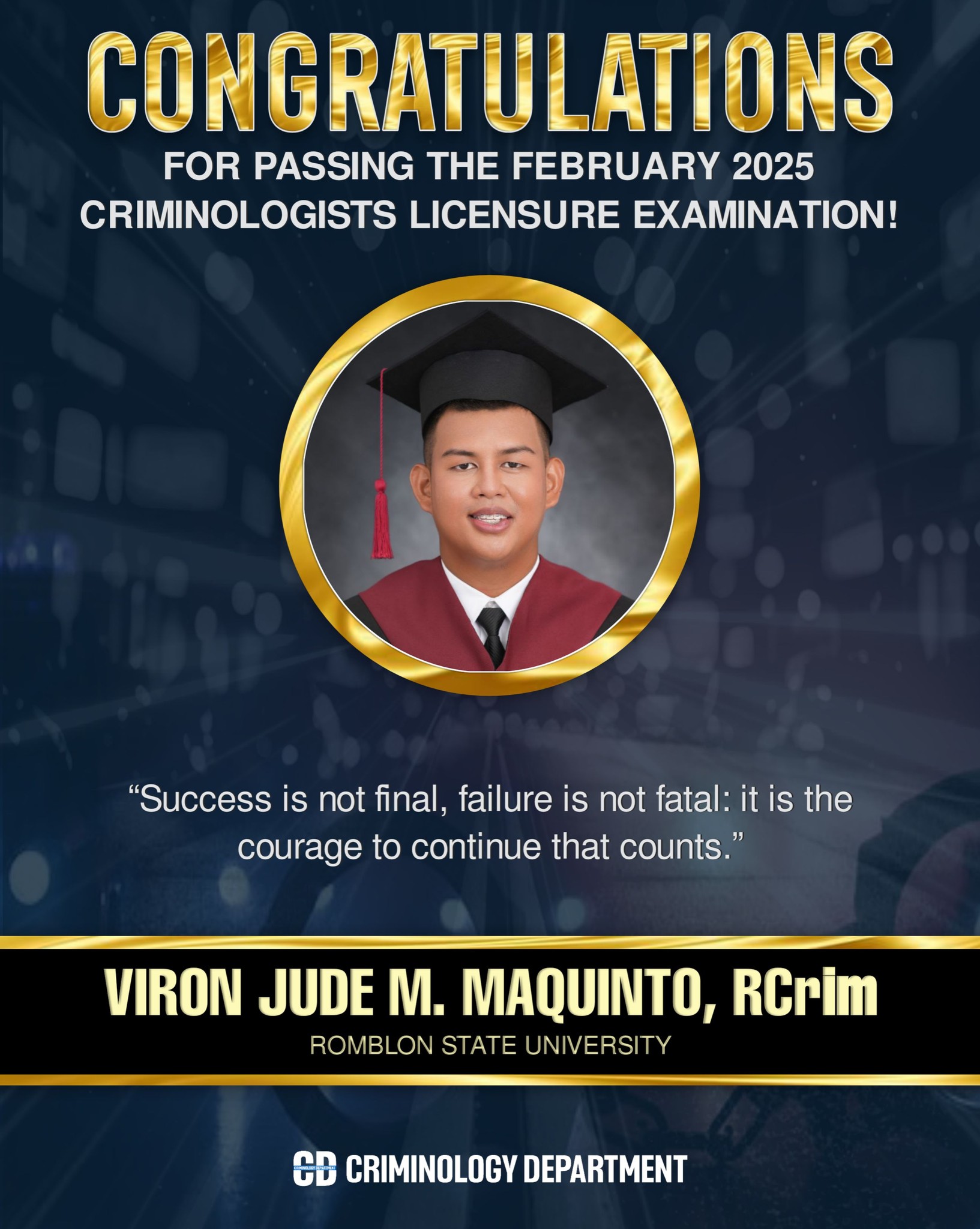 Criminology - CONGRATULATIONS FEBRUARY 2025 CLE PASSERS! 💙🎉 VIRON JUDE ...