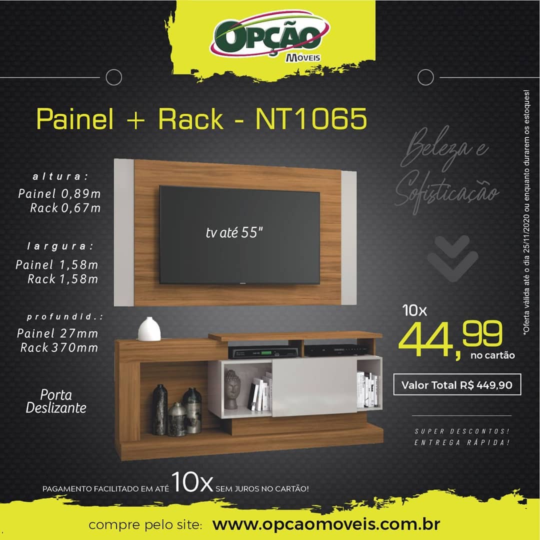 Opção Móveis - ️ Rack com Painel Notável 1 Porta NT1065. Sua sala de ...