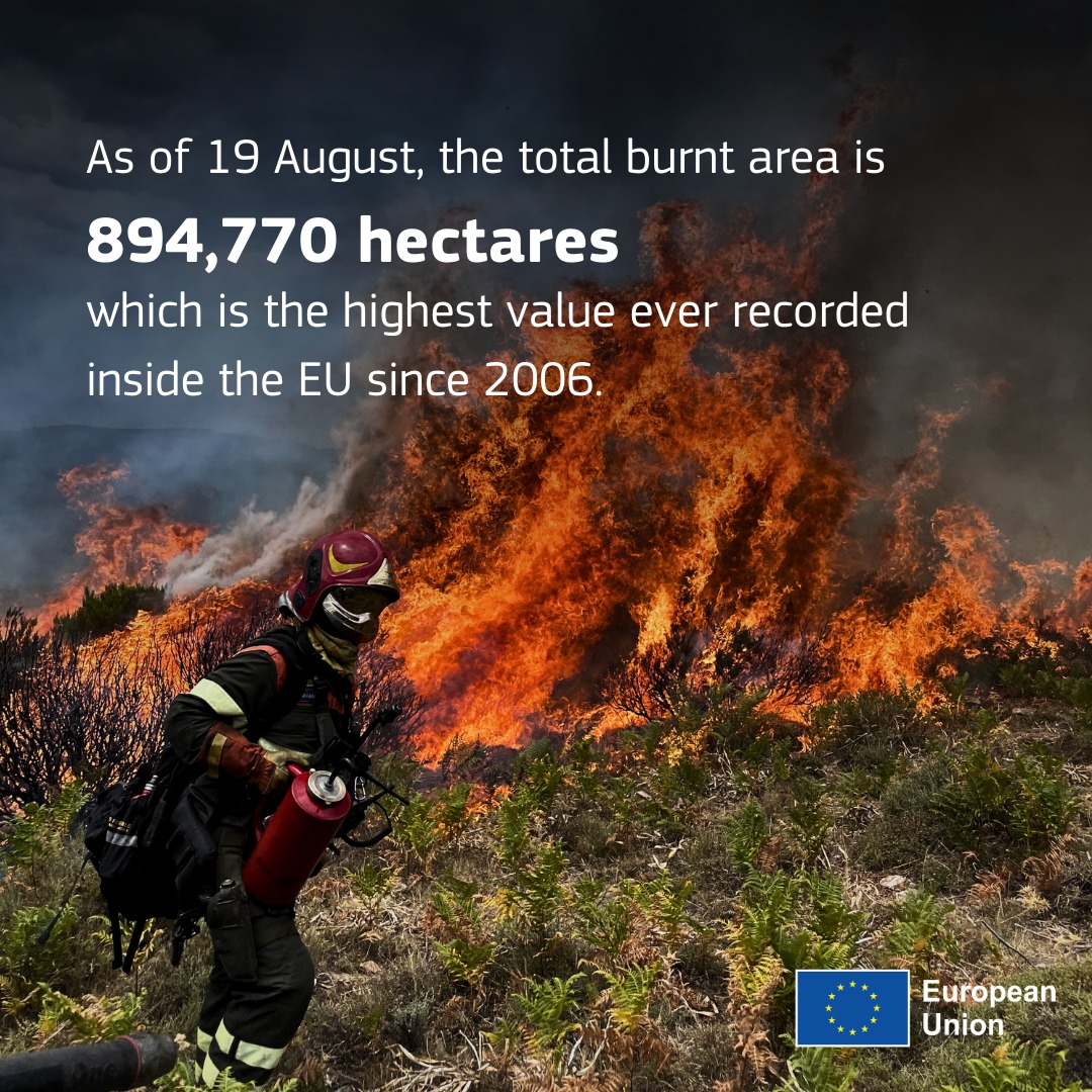 EU - 🔥 Europe continues its fight against wildfires. With 894 770 ...