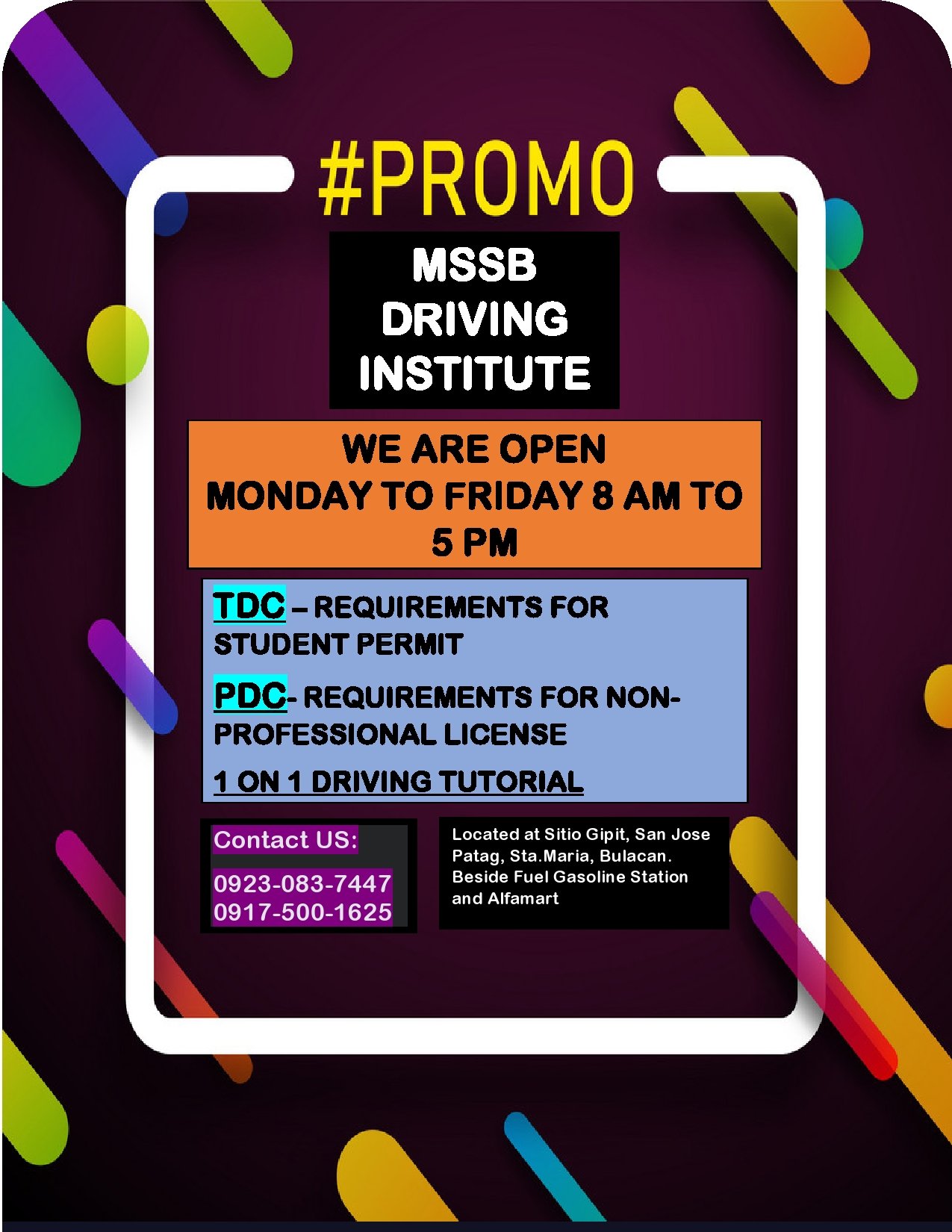 MSSB... - MSSB Driving Institute Patag Sta Maria Bulacan | Facebook