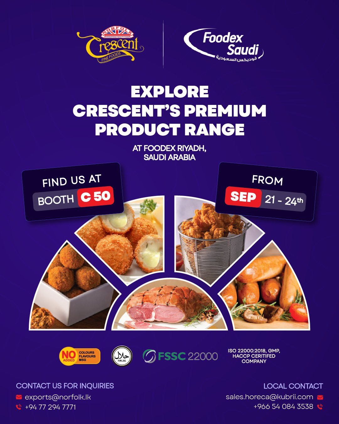 Norfolk - We’re showcasing Crescent’s premium product range at Foodex ...