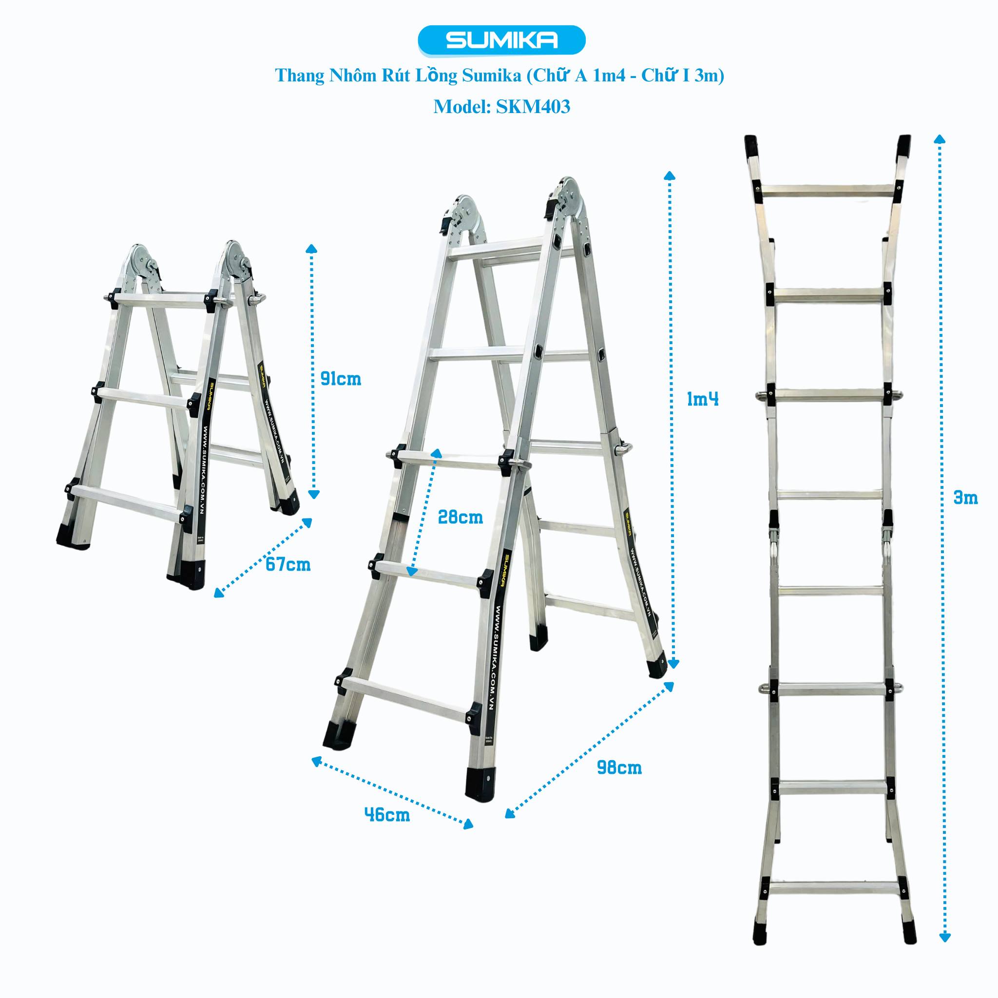 Sumika VIỆT NAM - Thang Nhôm Rút Lồng Đai Vàng: - Model SKM403 (Đai ...