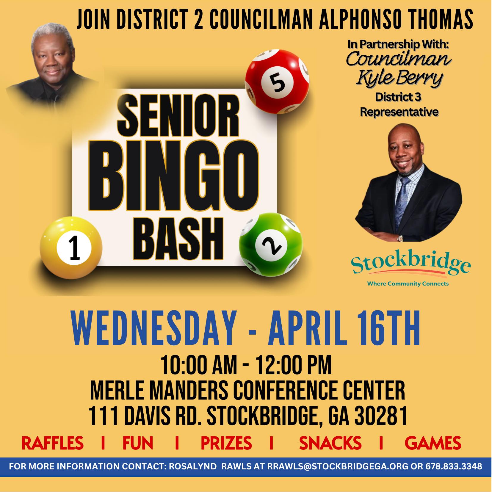 City - FREE BINGO FOR THE COMMUNITY! Stockbridge Councilman Alphonso ...