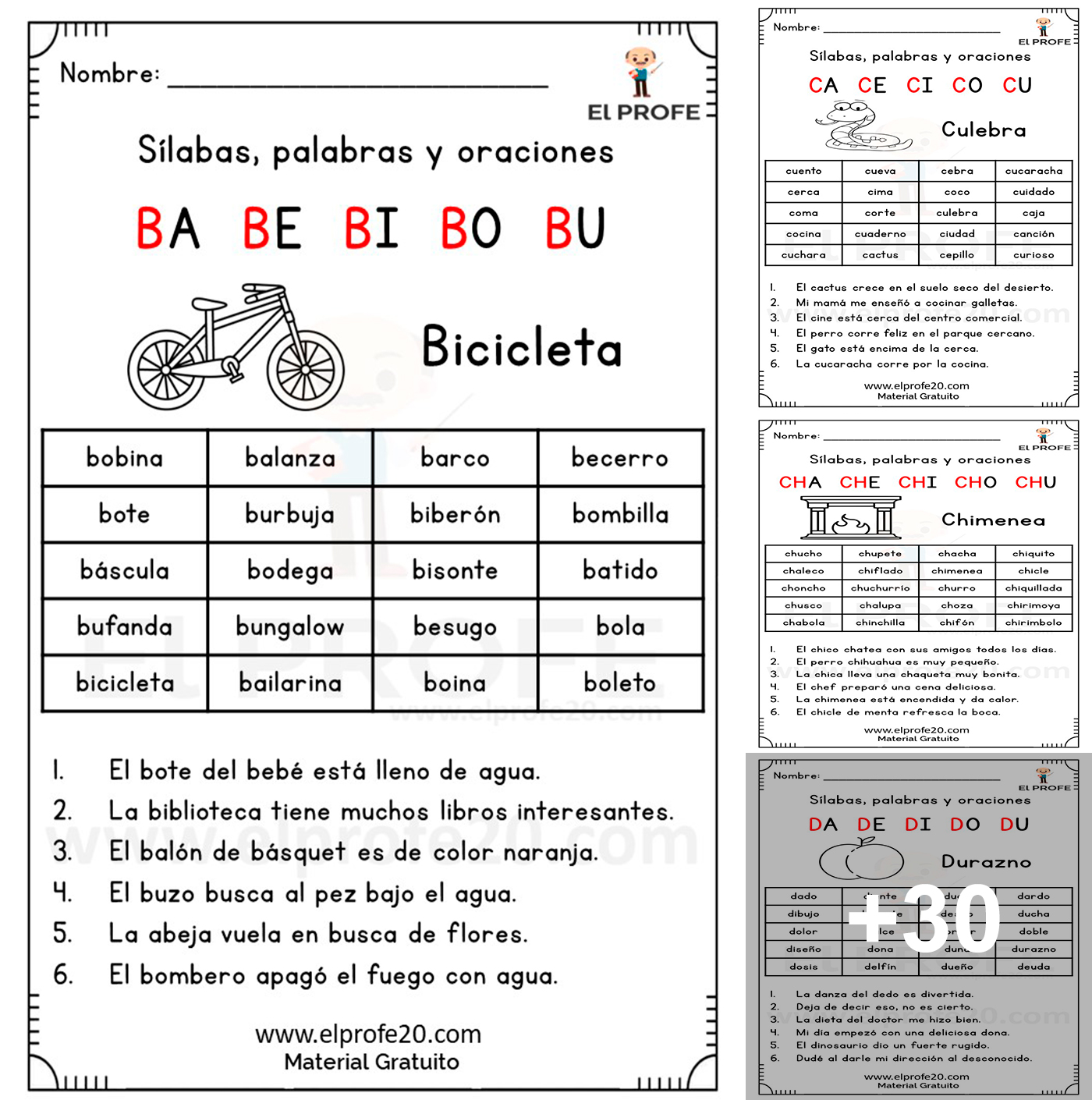 Lectura de sílabas,... - El Profe - Material educativo | Facebook