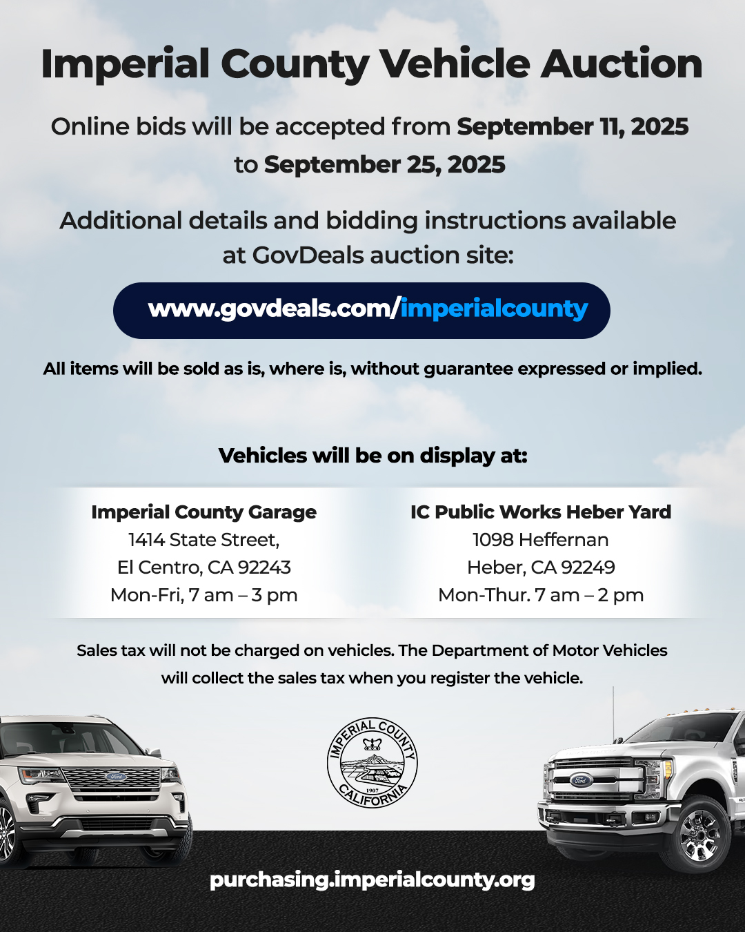 🚗 County of Imperial Vehicle Auction... - County of Imperial | Facebook