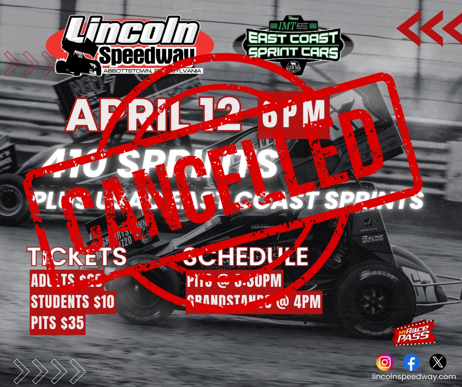 Lincoln - 𝙍𝙀𝙈𝙄𝙉𝘿𝙀𝙍 : 🚨 𝗥𝗔𝗖𝗜𝗡𝗚 𝗖𝗔𝗡𝗖𝗘𝗟𝗘𝗗 – 𝗦𝗔𝗧𝗨𝗥𝗗𝗔𝗬, 𝗔𝗣𝗥𝗜𝗟 𝟭𝟮 🚨 We look ...