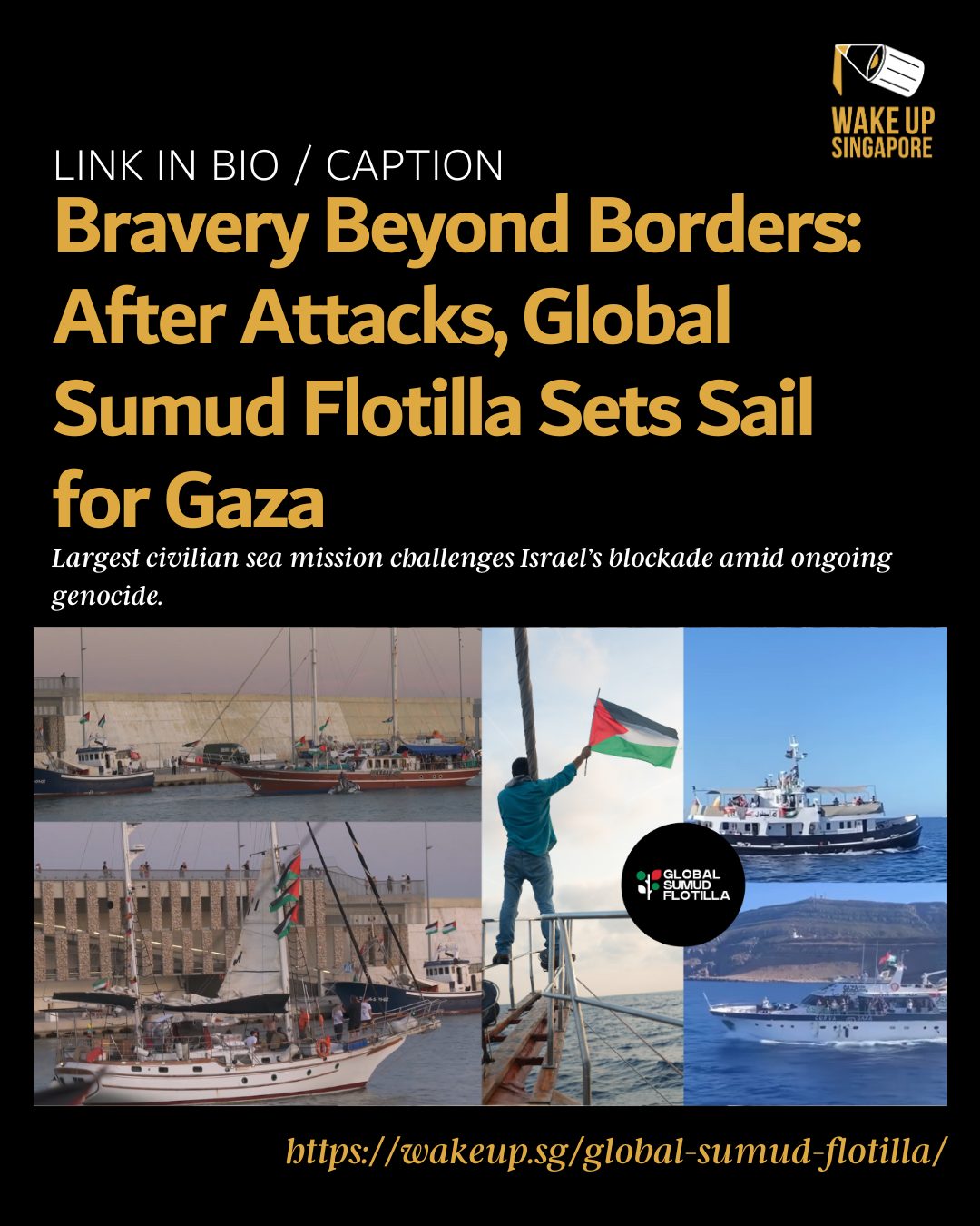 Wake - The Global Sumud Flotilla set sail from Tunisia on 13–15 ...
