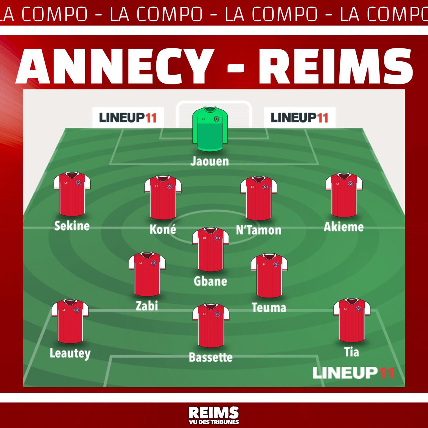Reims - 🔴⚪️ La compo du Stade de Reims pour affronter Annecy ! 🔥 Allez ...