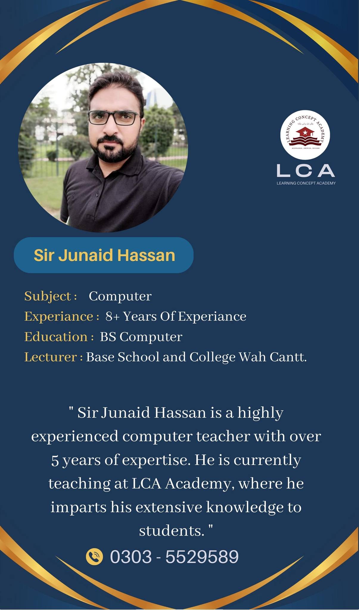 Learning - 🌟 Introducing Sir Junaid Hassan! 🎓 At LCA Academy, we are ...