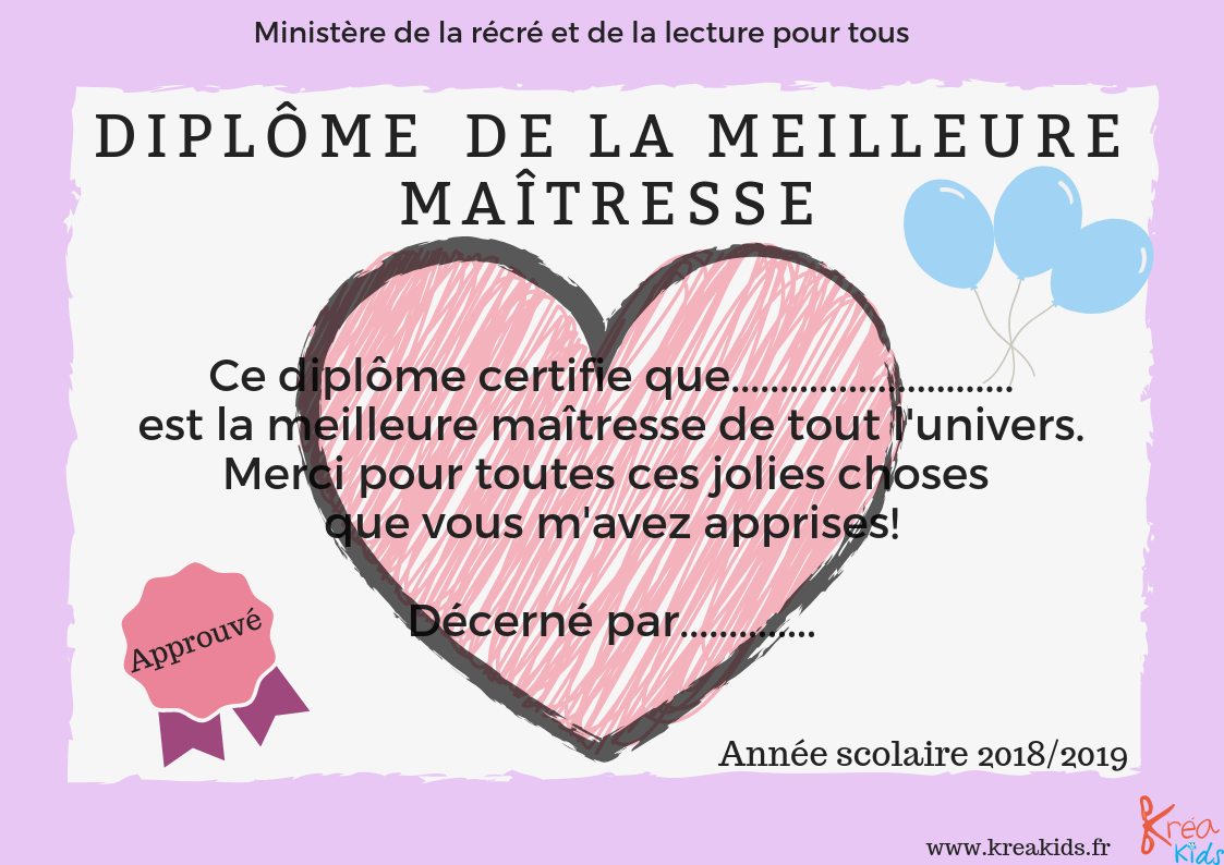 Diplome De La Meilleure Atsem à Imprimer
