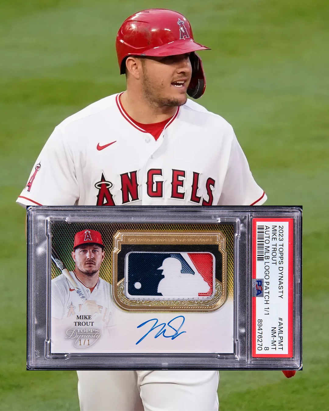 2023 Topps Dynasty Mike Trout autograph MLB logo patch card