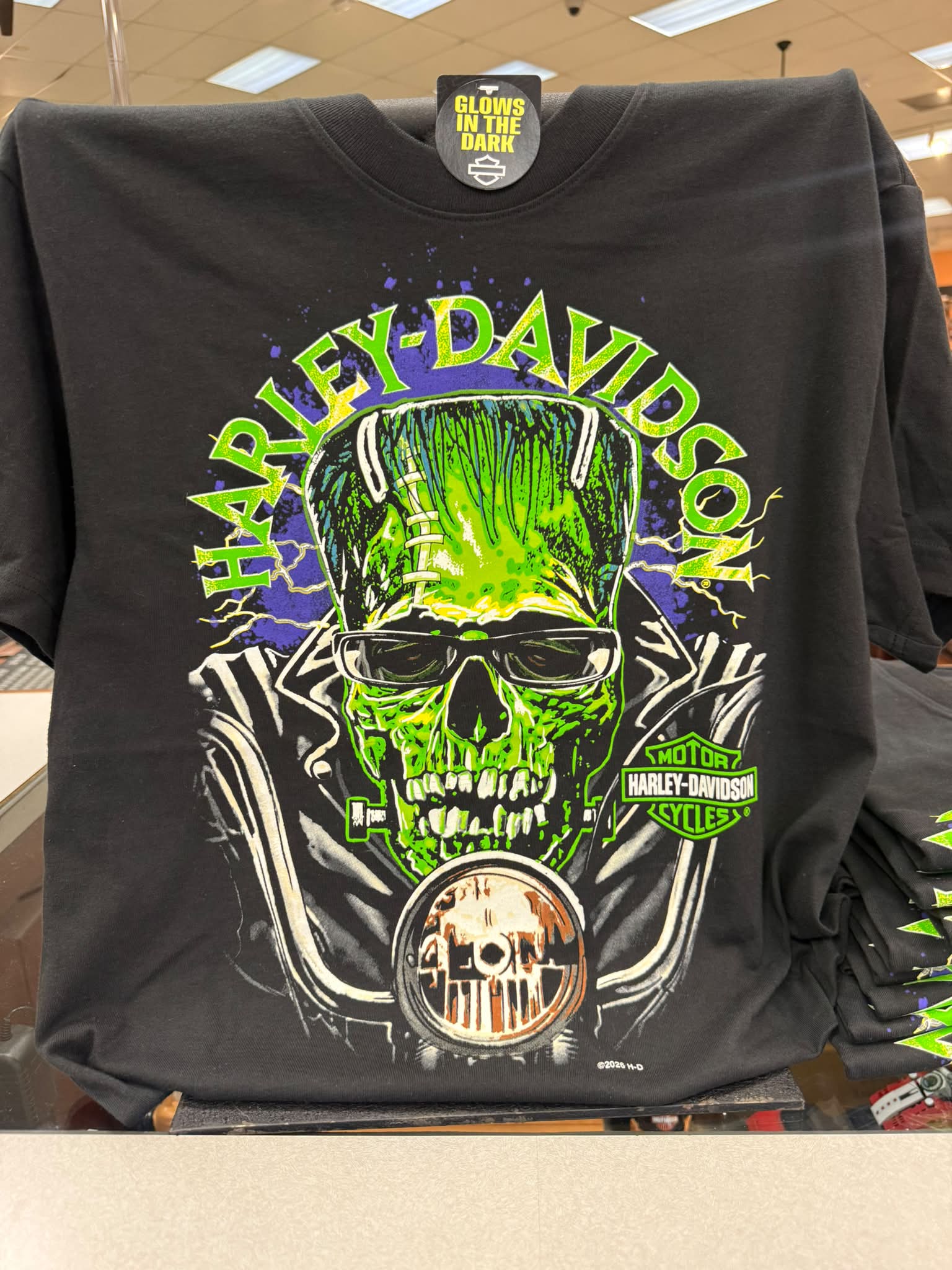 Glowing Harley-Davidson tee at Hale's Harley-Davidson in Mansfield