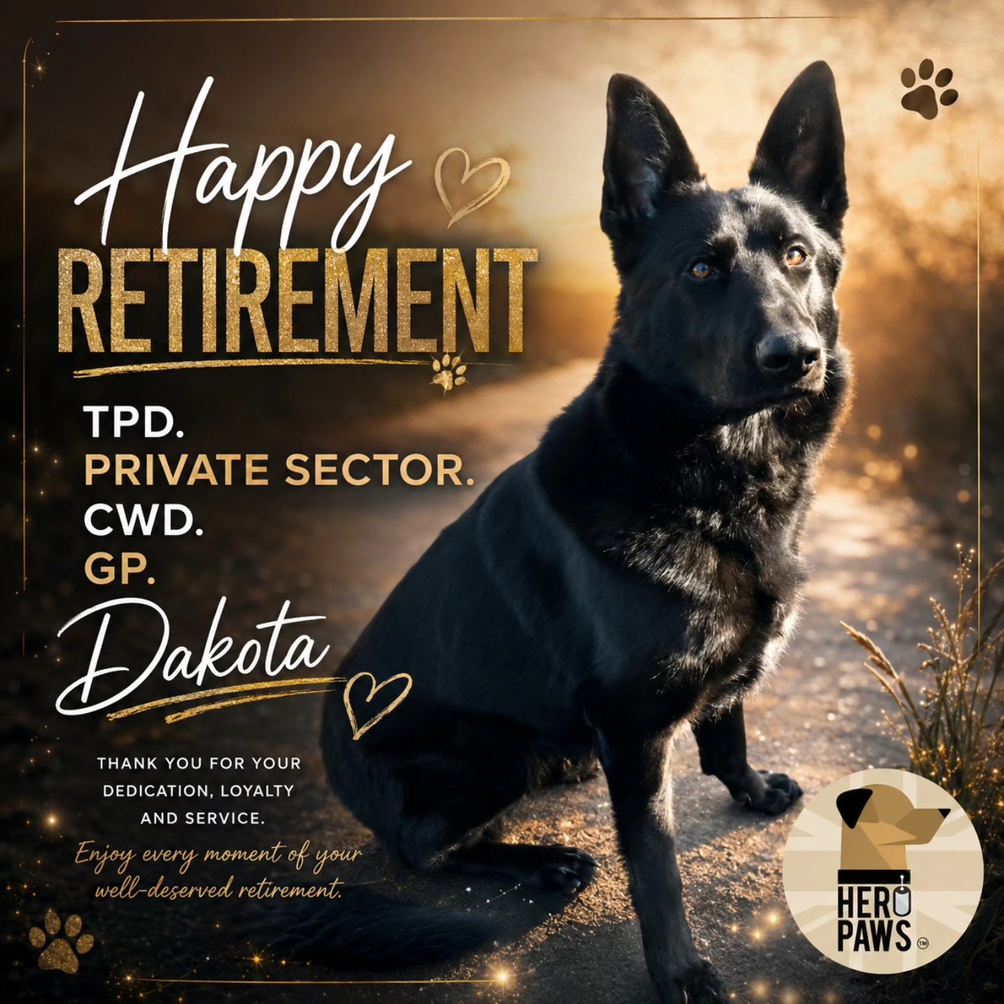 🐾 Happy Retirement Anniversary GP CWD Dakota! 🐾 Dakota was