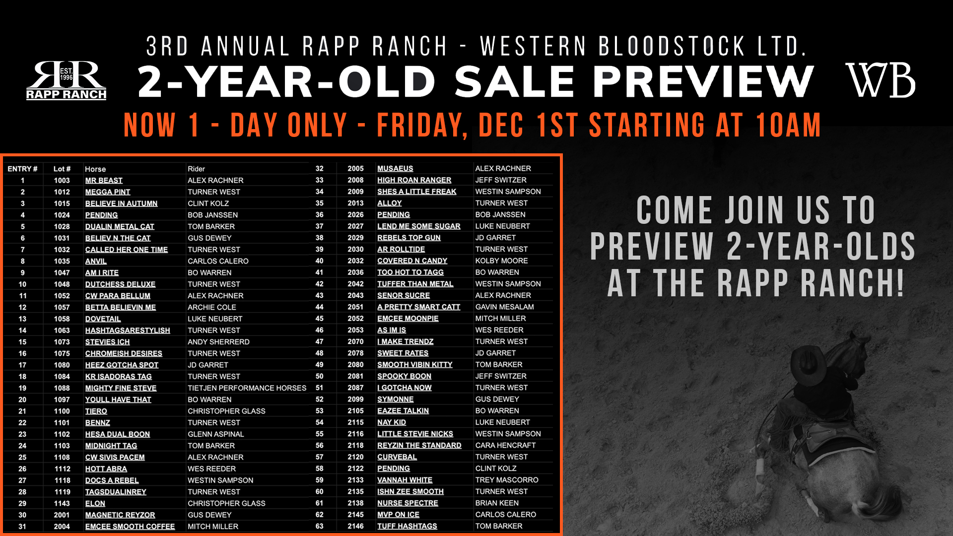 Performance - ️Come join us for the 3rd-Annual Rapp Ranch Western ...