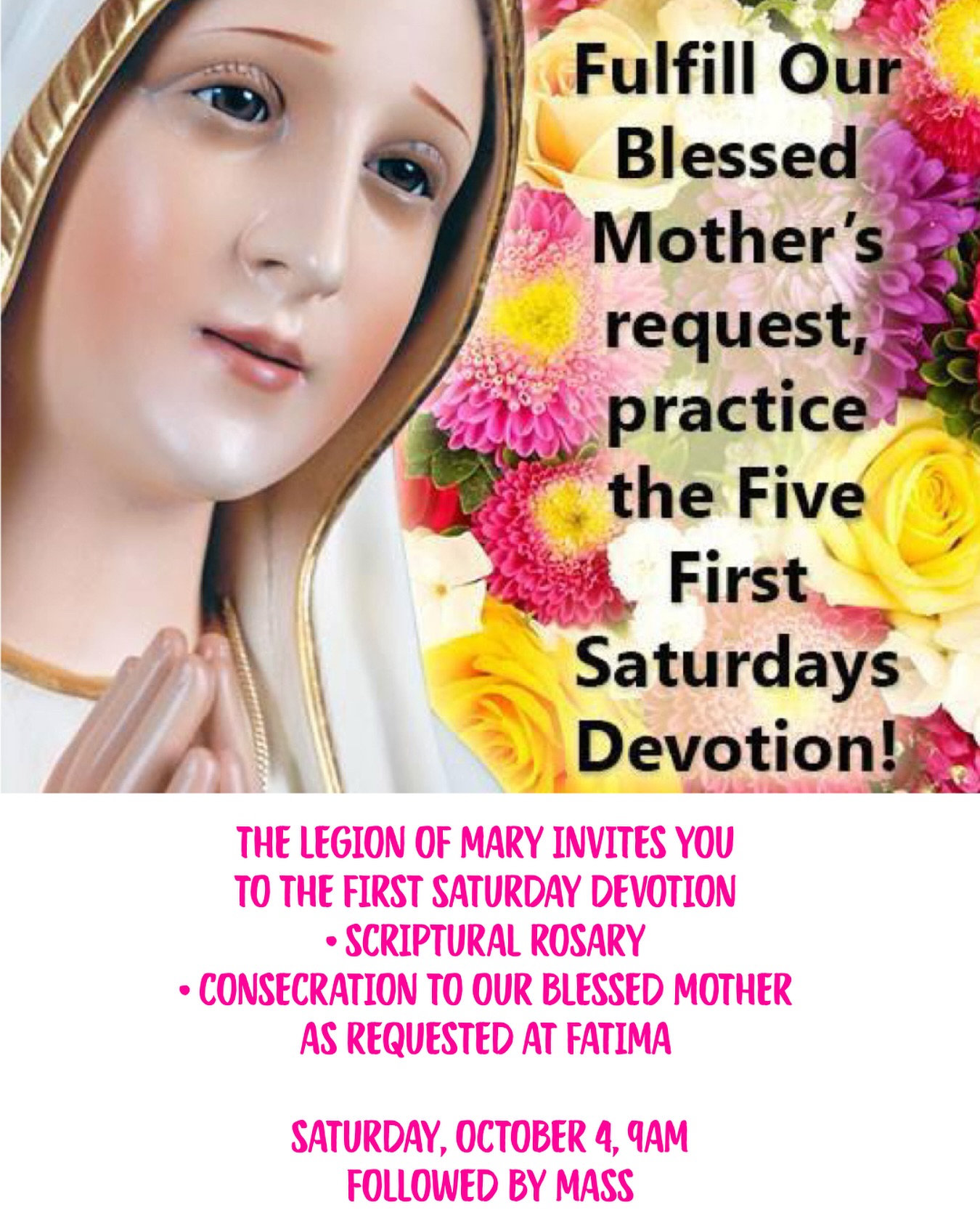 St. - 🌹🙏 First Saturday Devotion 🌹🙏 Join the Legion of Mary in ...