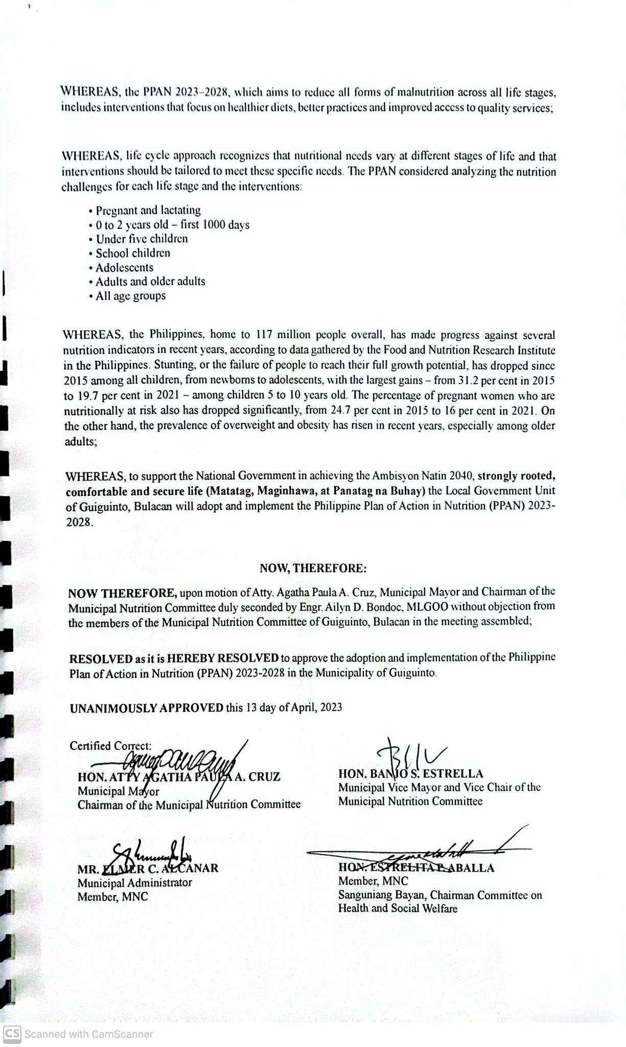 MNC RESOLUTION NO. 1 s.... - Nutrition Office - Guiguinto | Facebook