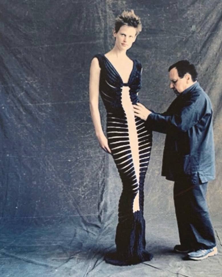 Saskia de Brauw in the 1994 Houpette dress with Azzedine Alaïa photographed by Paolo Roversi #90s #fbf #FlashbackFriday