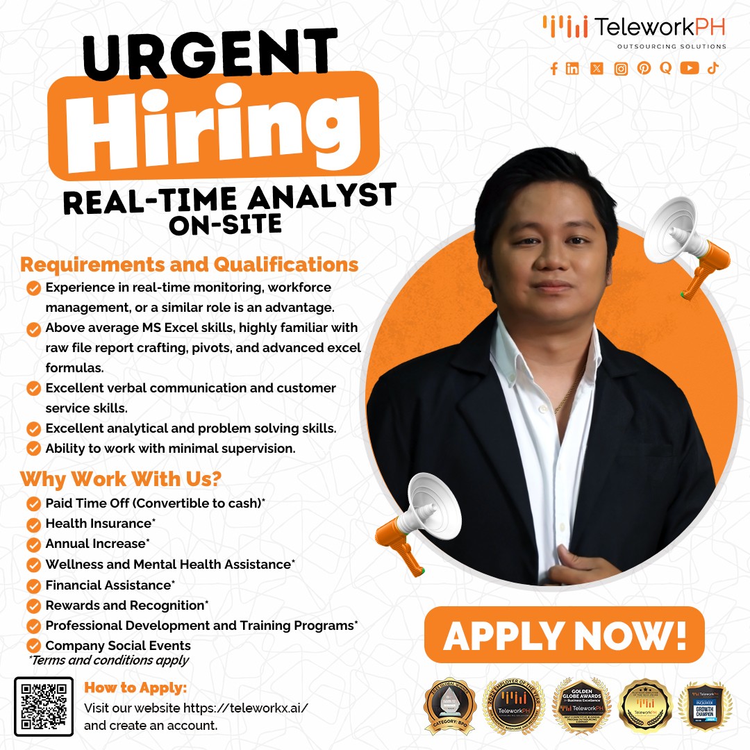 Telework PH Careers - 📢 WE’RE HIRING: Real-Time Analyst (RTA) Join our ...