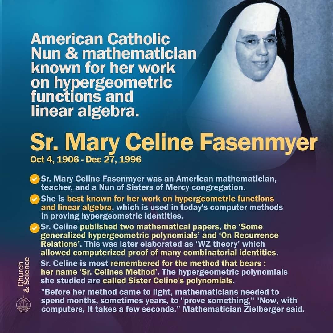 Church - #WomenInSTEM - American Catholic Nun & mathematician known for ...