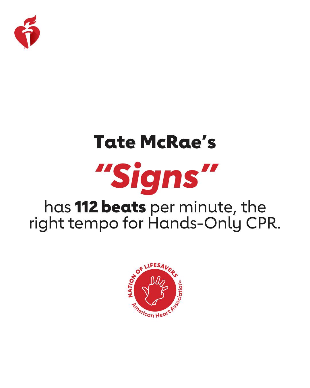 Here's your sign from Tate McRae to learn Hands-Only CPR. It could