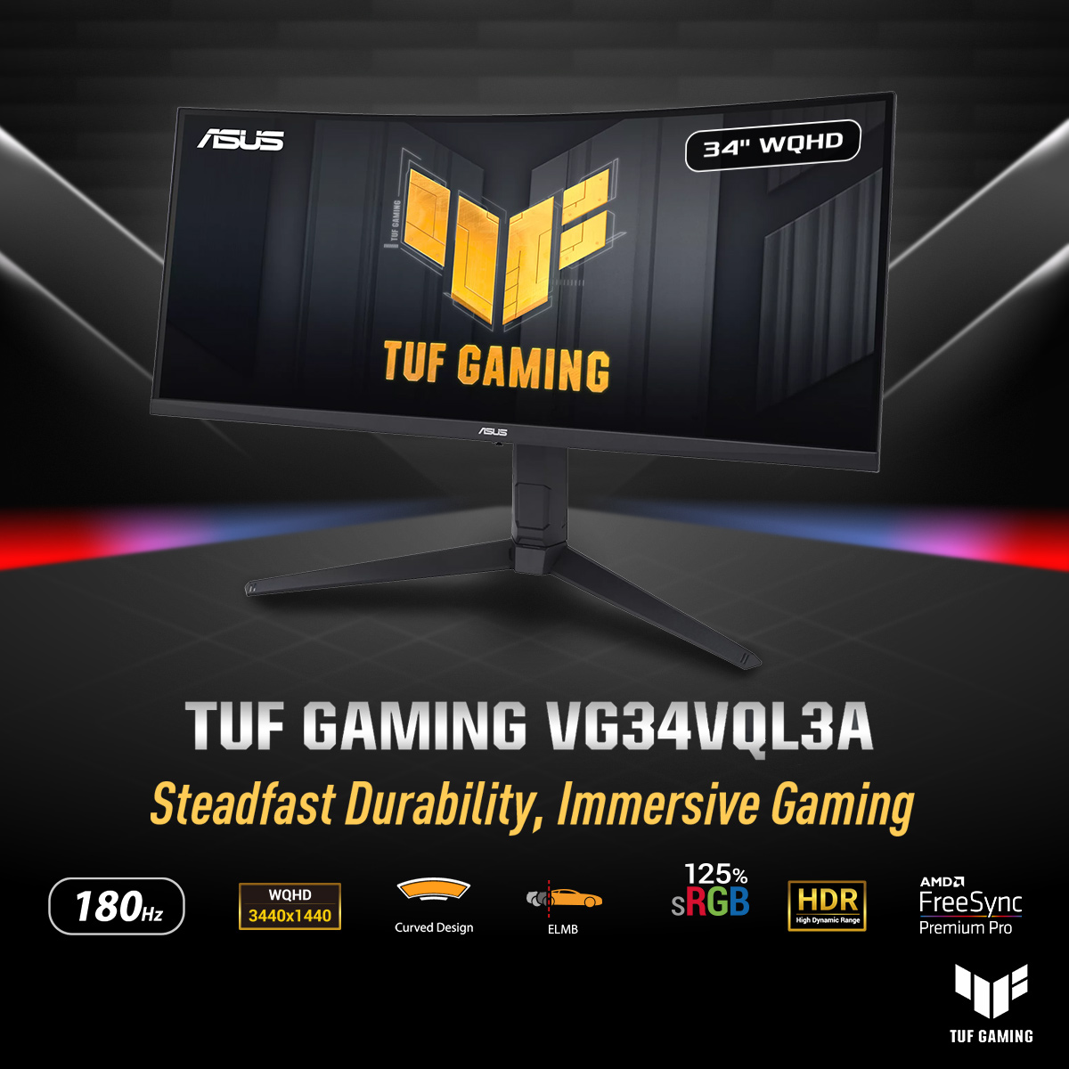?Elevate your gaming experience with the TUF VG34VQL3A Curved 