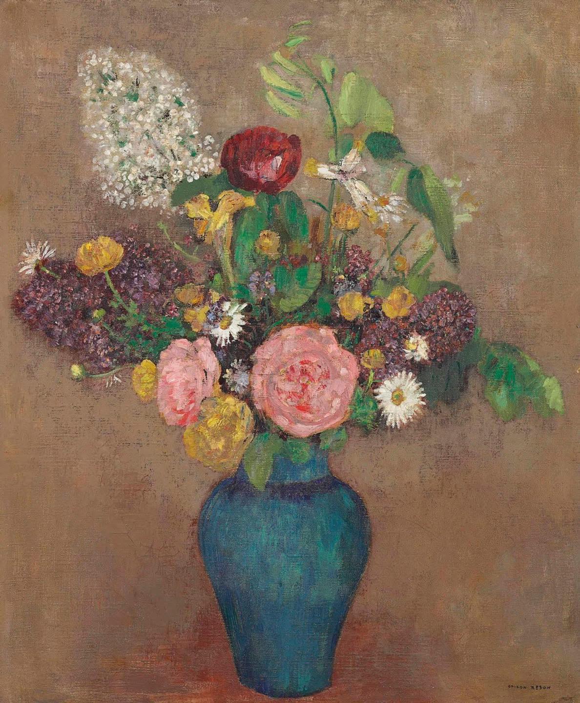Redon、FLEURS DANS UN VASE BRUN、希少画集画 Odilon Redon (French, 20 April 1840 – 6 July 1916) Vase de fleurs