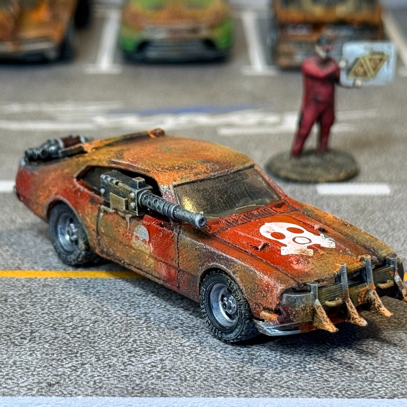Custom Gaslands apocalypse vehicle with side-mounted firepower