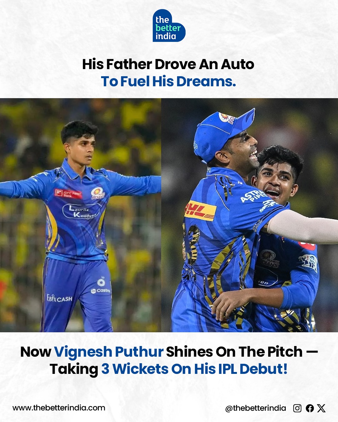 TheBetterIndia - For Vignesh Puthur, cricket wasn’t just a sport—it was ...
