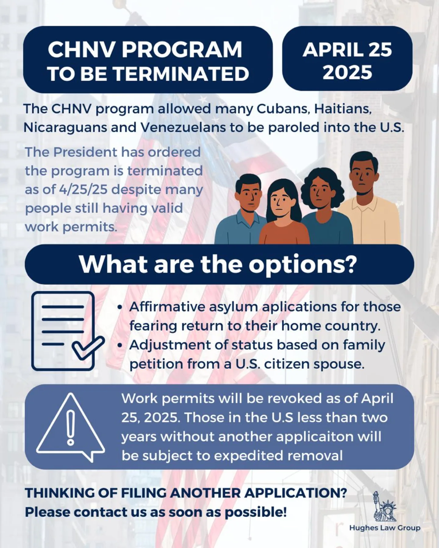 🚨 Important! End of CHNV program... - Cristina M. Hughes, Esq | Facebook