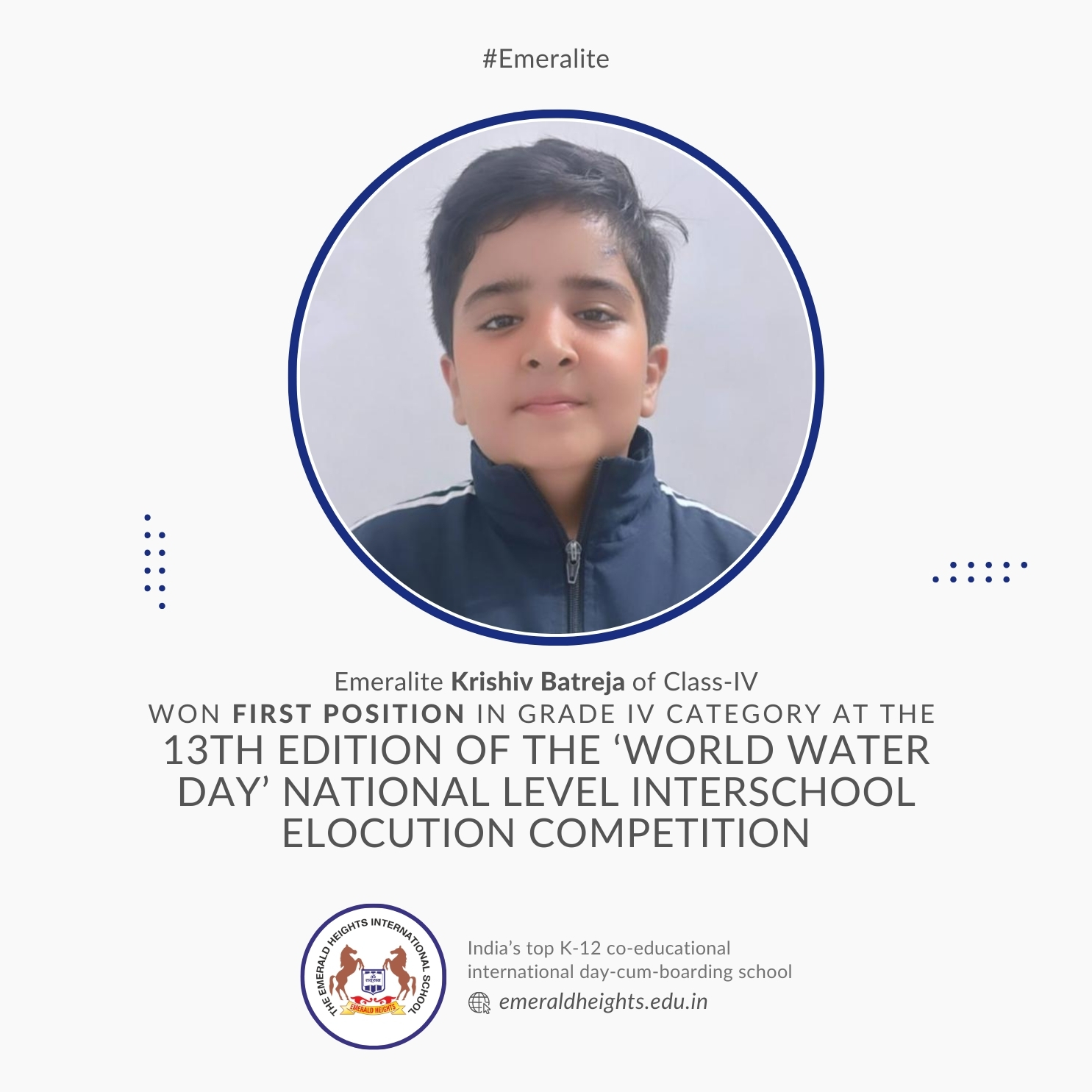 The Emerald - We are very proud to share that Emeralite Krishiv Batreja ...