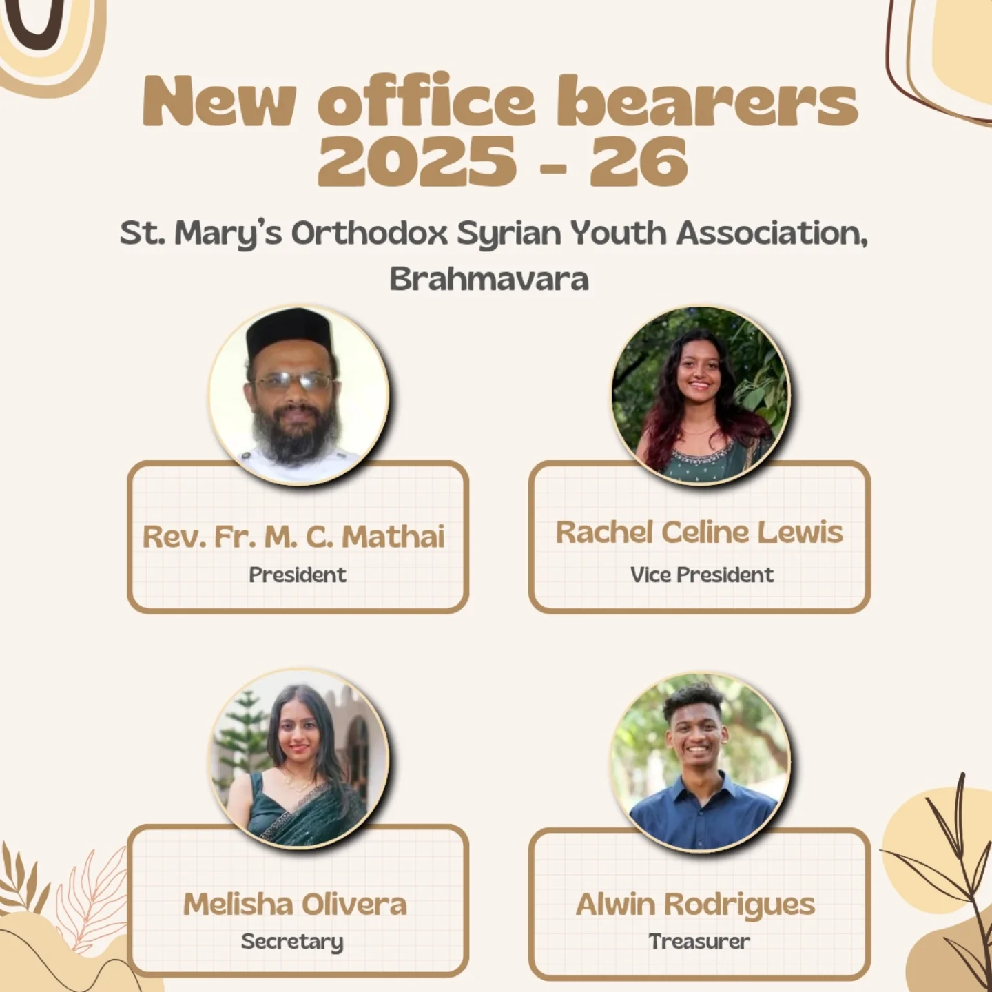Introducing the newly appointed office bearers of the St. Mary’s ...