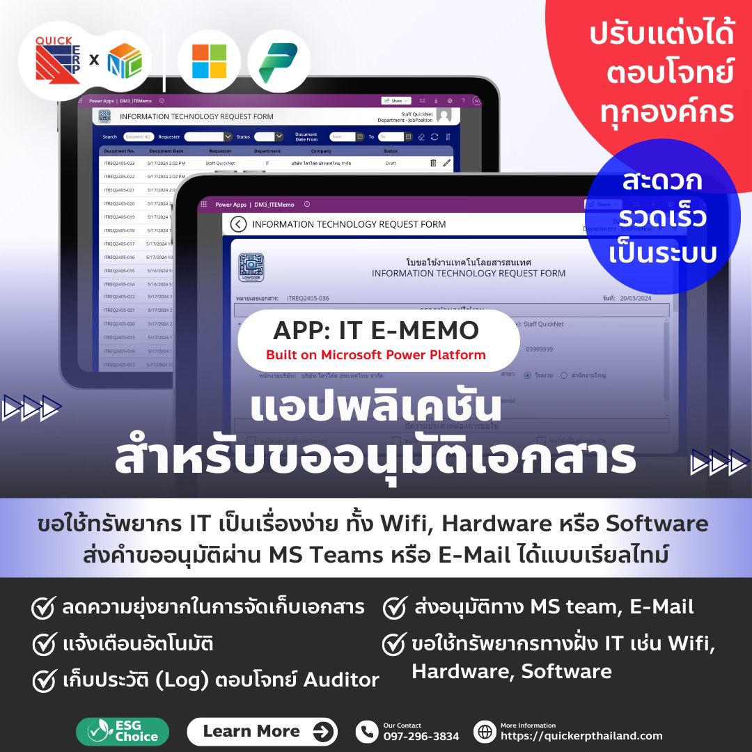 QUICK - ปรับปรุงการจัดการคำขอใช้ทรัพยากรทาง IT ด้วย IT eMemo App 📑 คุณ ...