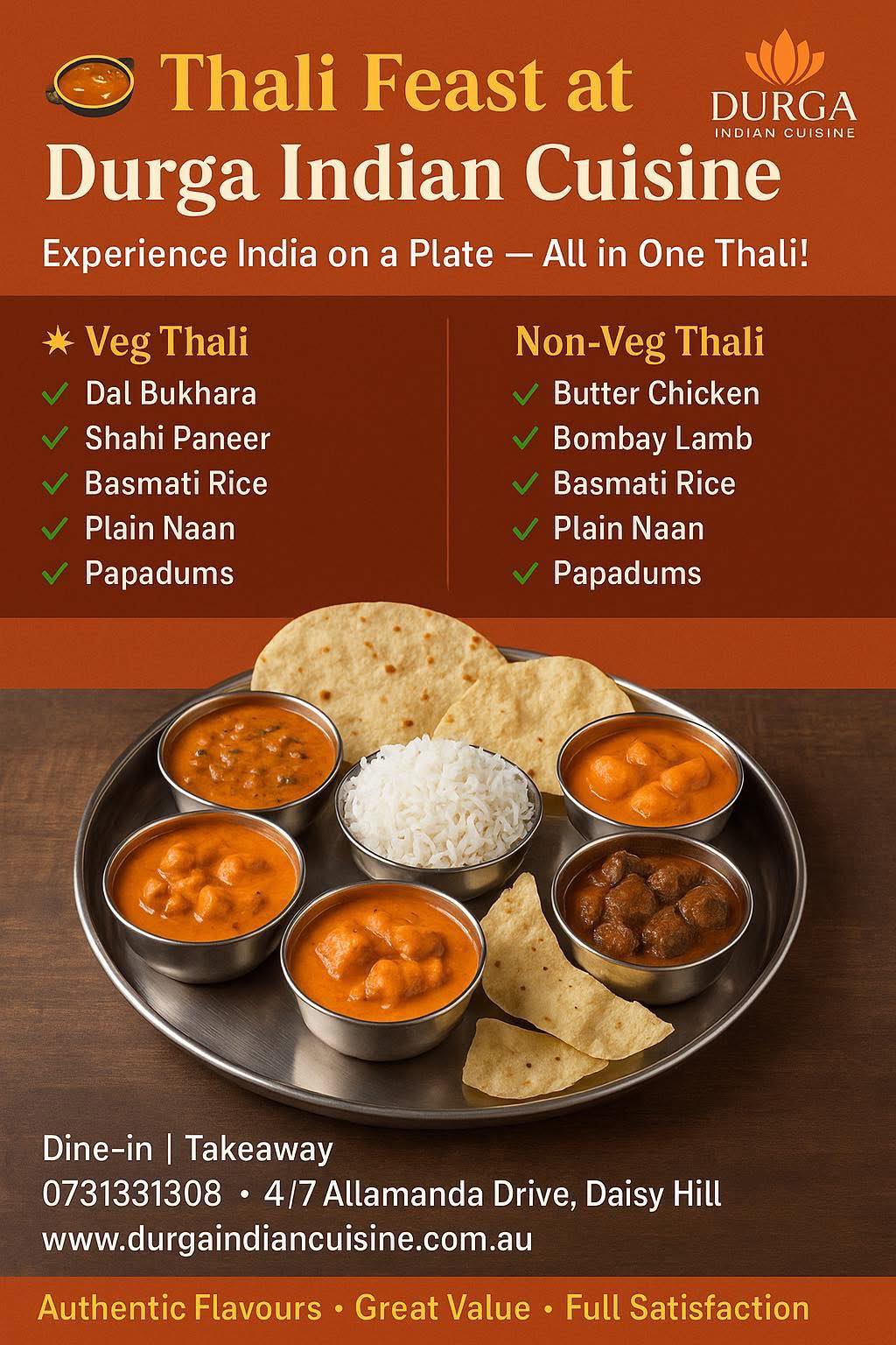 Durga - 🥘 Thali Feast at Durga Indian Cuisine! Available dine in only 😄 ...