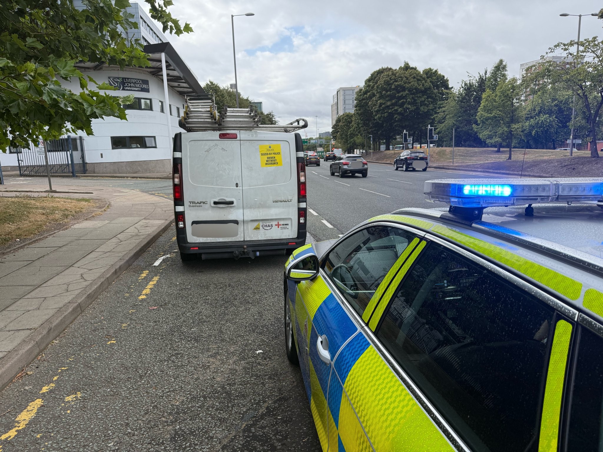 Idiot - This van was stopped for a number of unpaid speeding fines ...