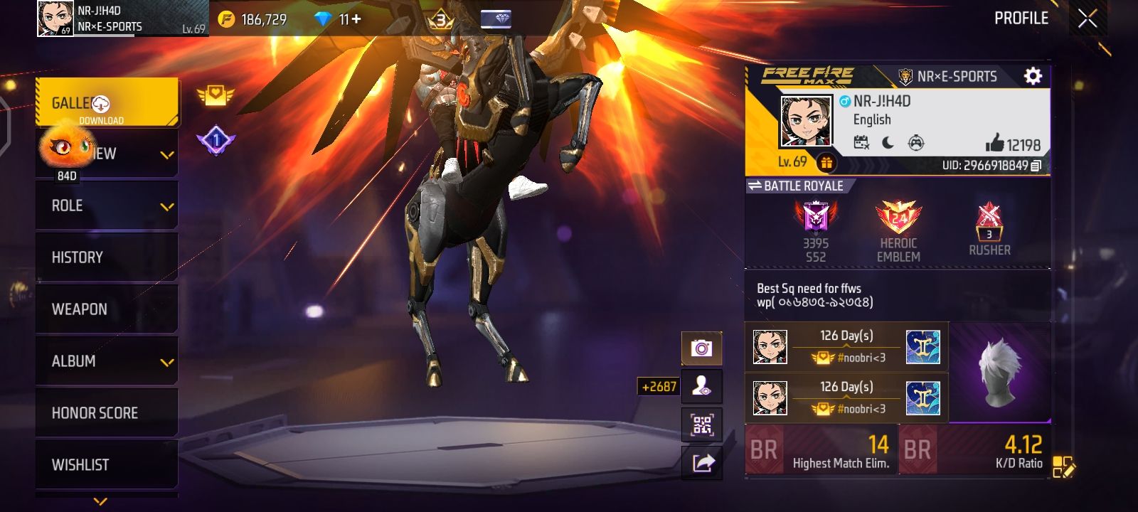 What are the active hours for a bomber role in FF Esports