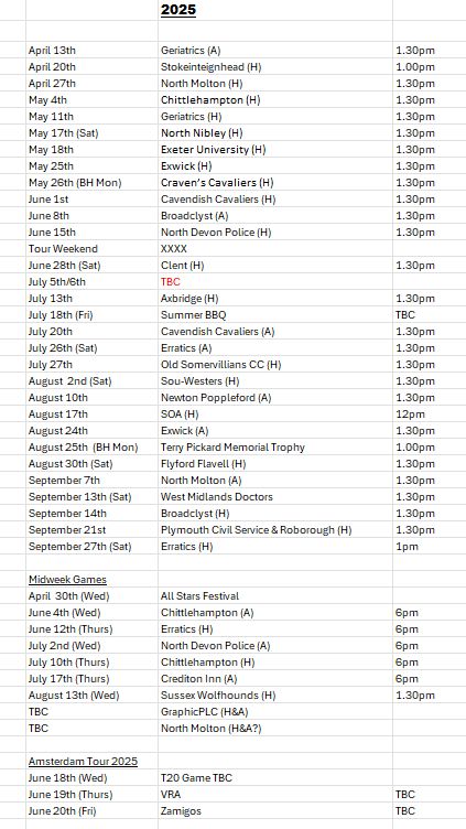 2025 season is now... - Chulmleigh & Mid Devon Cricket Club | Facebook