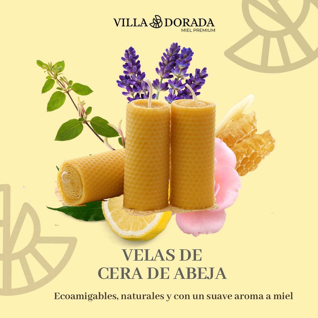 Set De 6 Velas De Cera De Abeja + 2 Palos Santos XL - Artesanales, Con Diseño De Panal, Ideales Para Decoración Y Ambiente