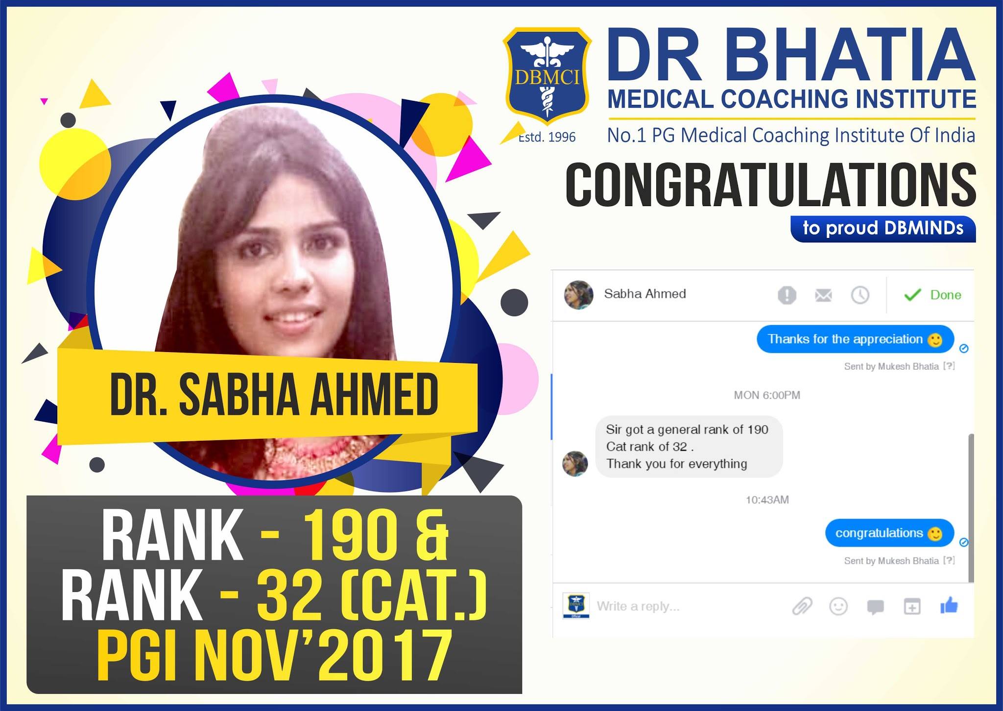 DBMCI One - Heartiest Congratulations to Dr Sabha Ahmed,... | Facebook