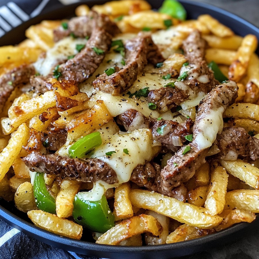 Recette - Frites au Fromage et au Steak Philly Ingrédients (pour 3 à 4 ...