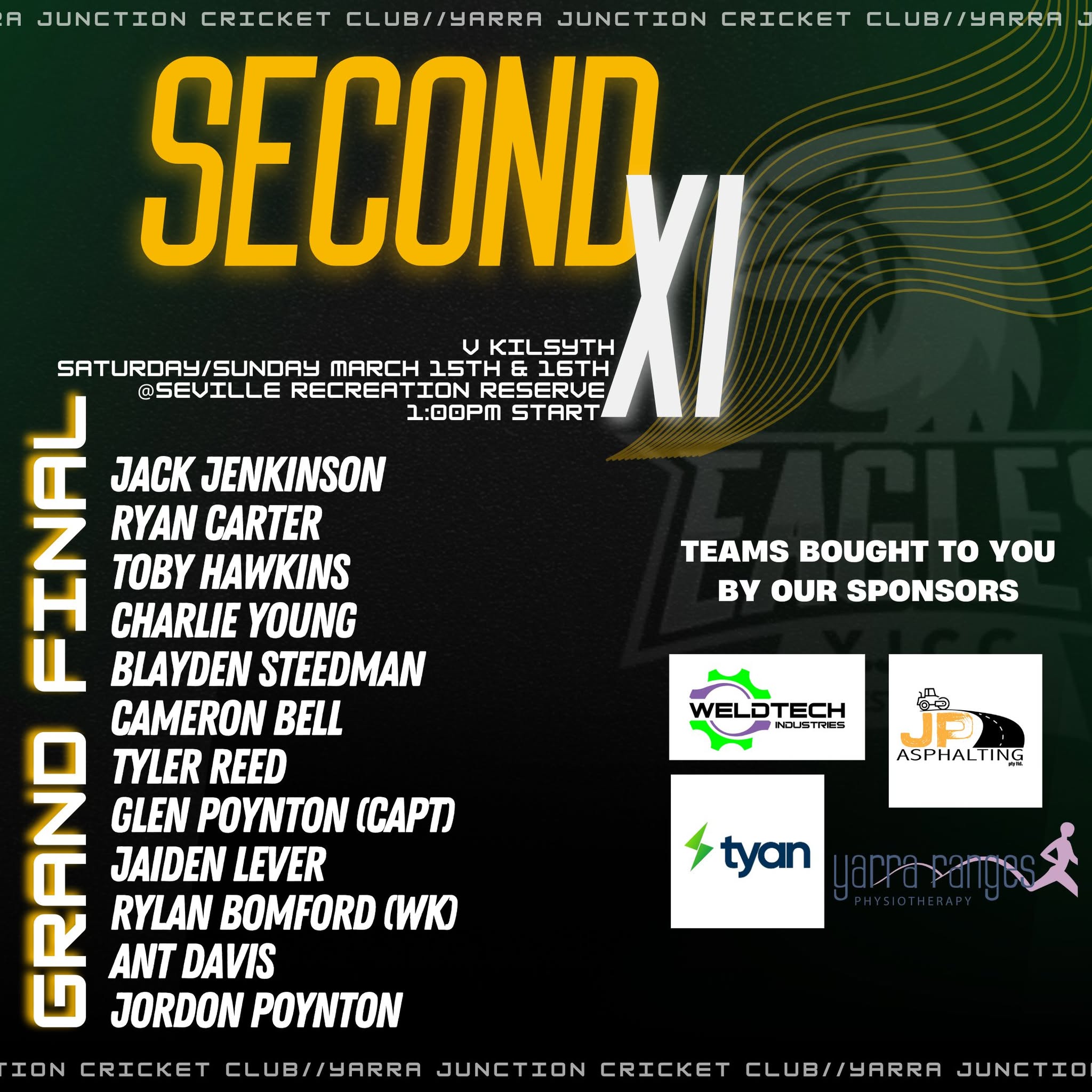 🚨 Grand Final Selection 🚨... - Yarra Junction Cricket Club | Facebook