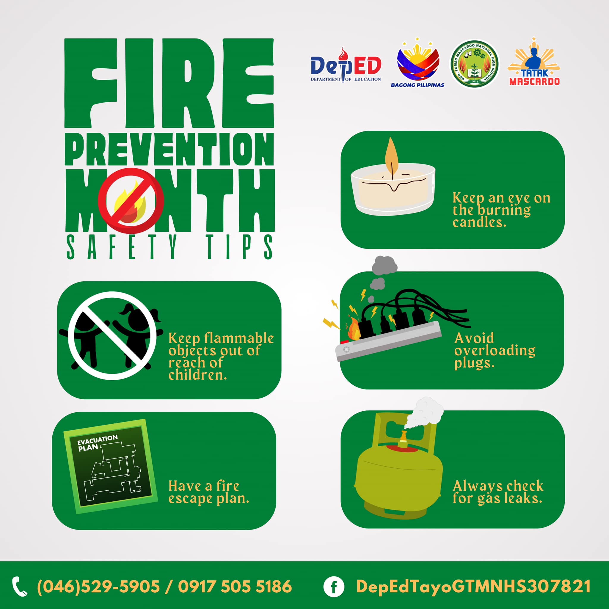 DepEd - Stay safe this Fire Prevention Month! 🚒Follow these essential ...
