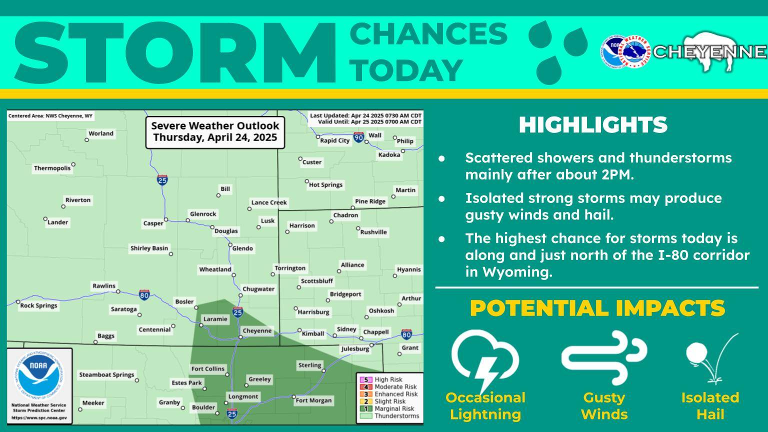 US - 10AM 4/24 - Scattered showers and a few thunderstorms are expected ...